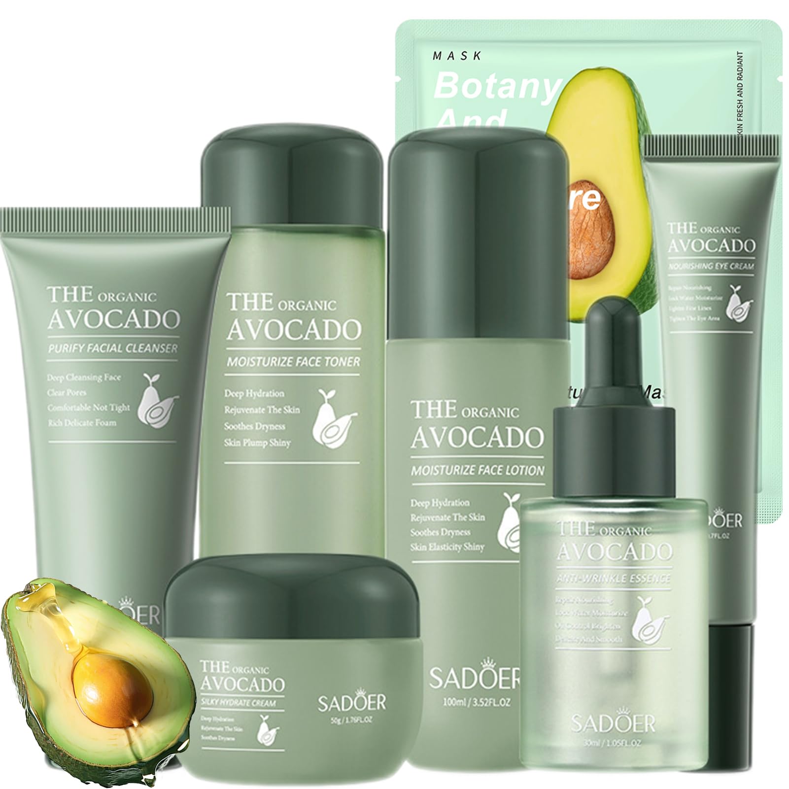 Kit Soins Visage à l’Avocat 11-en-1 — Anti-Âge & Hydratation