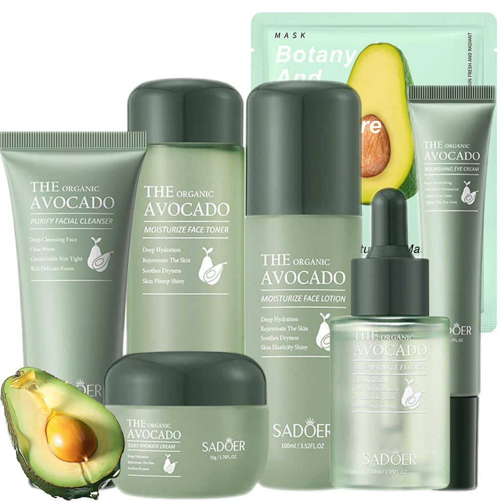 Kit Soins Visage à l’Avocat 11-en-1 — Anti-Âge & Hydratation